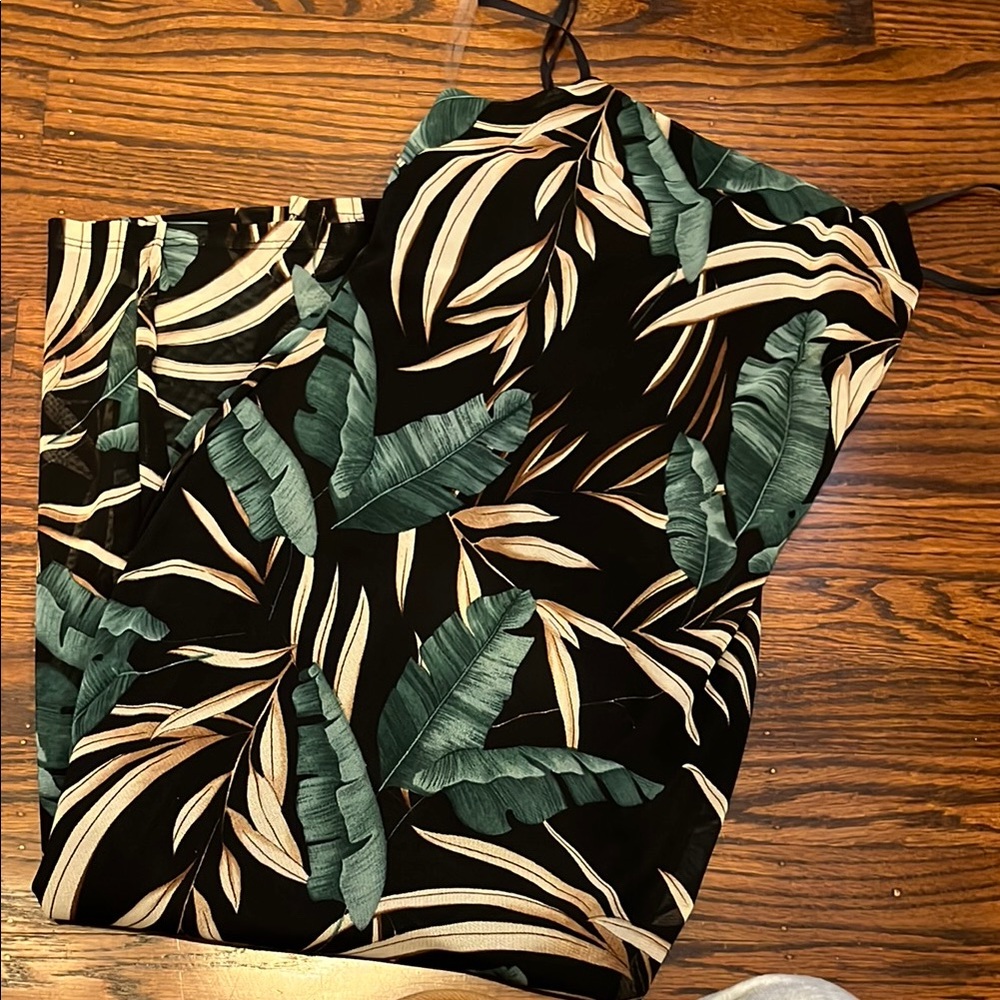 Bluebelle Black and Green Leaf Print Dress